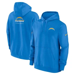 Los angeles chargers nike sideline club fleece pullover hoodie Powder blue