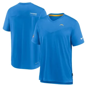 Los angeles chargers nike sideline coach chevron lock up logo v neck performance t shirt Powder blue