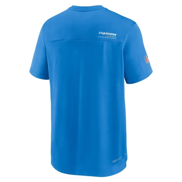 Los angeles chargers nike sideline coach chevron lock up logo v neck performance t shirt Powder blue M