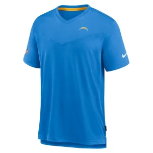 Los angeles chargers nike sideline coach chevron lock up logo v neck performance t shirt Powder blue S