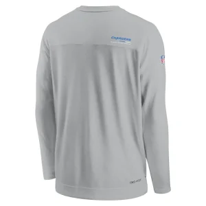 Los angeles chargers nike sideline coach chevron lock up long sleeve v neck performance t shirt Gray L