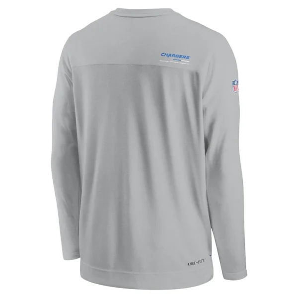 Los angeles chargers nike sideline coach chevron lock up long sleeve v neck performance t shirt Gray L