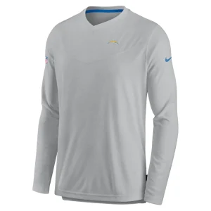 Los angeles chargers nike sideline coach chevron lock up long sleeve v neck performance t shirt Gray M