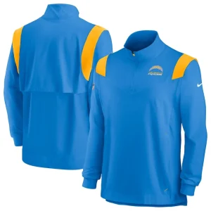 Los angeles chargers nike sideline coach chevron lockup quarter zip long sleeve top Powder blue