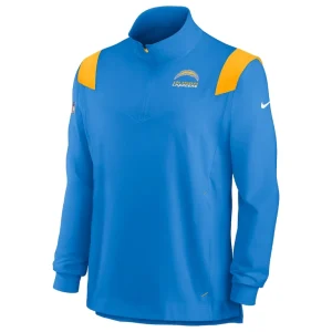 Los angeles chargers nike sideline coach chevron lockup quarter zip long sleeve top Powder blue M