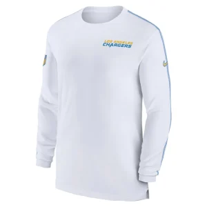 Los angeles chargers nike sideline coach uv performance long sleeve t shirt White M