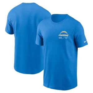 Los angeles chargers nike sideline infograph lockup performance t shirt Powder blue