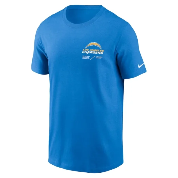 Los angeles chargers nike sideline infograph lockup performance t shirt Powder blue S