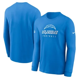 Los angeles chargers nike sideline performance long sleeve t shirt Powder blue
