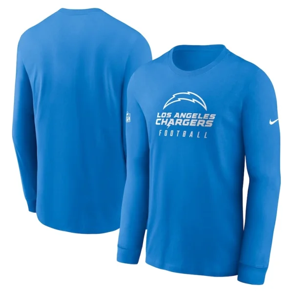Los angeles chargers nike sideline performance long sleeve t shirt Powder blue