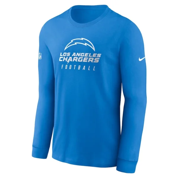 Los angeles chargers nike sideline performance long sleeve t shirt Powder blue M