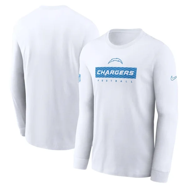 Los angeles chargers nike sideline performance long sleeve t shirt White