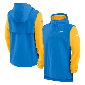 Los angeles chargers nike sideline player quarter zip hoodie Powder bluegold