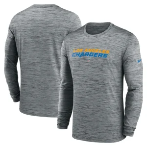 Los angeles chargers nike sideline team velocity performance long sleeve t shirt Heather gray