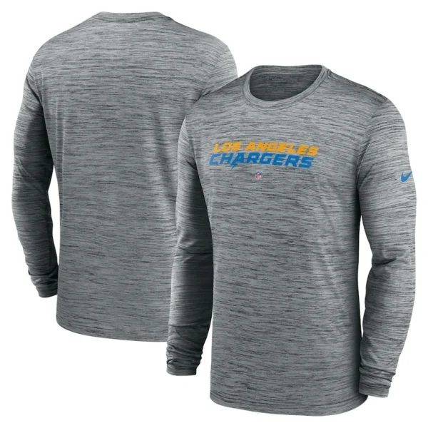 Los angeles chargers nike sideline team velocity performance long sleeve t shirt Heather gray