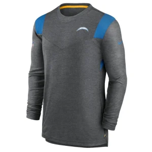 Los angeles chargers nike sideline tonal logo performance player long sleeve t shirt Charcoal M