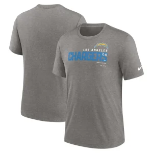 Los angeles chargers nike team tri blend t shirt Heather charcoal
