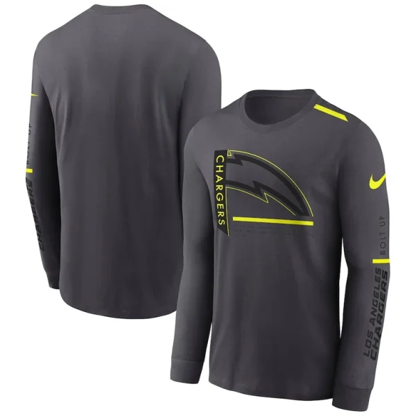 Los angeles chargers nike volt performance long sleeve t shirt anthracite Multi