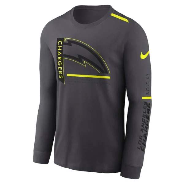 Los angeles chargers nike volt performance long sleeve t shirt anthracite Multi M