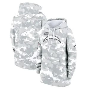 Los angeles chargers nike womens 2024 salute to service club fleece oversized pullover hoodie Arctic camo
