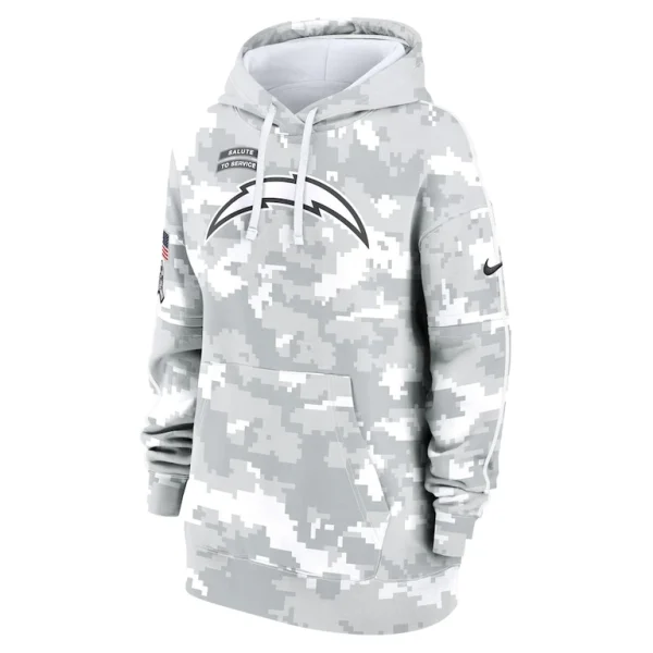 Los angeles chargers nike womens 2024 salute to service club fleece oversized pullover hoodie Arctic camo S