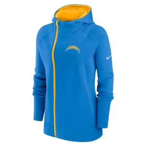 Los angeles chargers nike womens asymmetrical raglan full zip hoodie Powder blue S