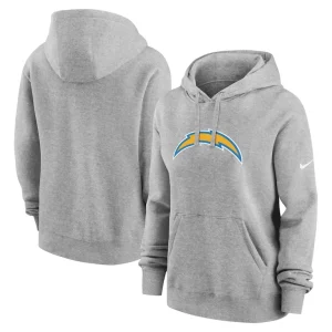 Los angeles chargers nike womens club fleece pullover hoodie Heather gray