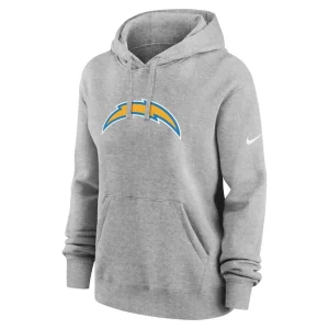 Los angeles chargers nike womens club fleece pullover hoodie Heather gray S