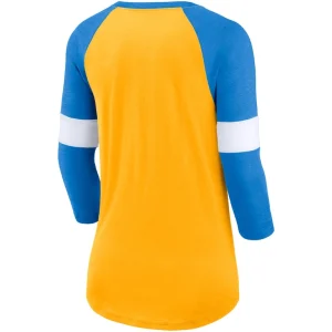 Los angeles chargers nike womens football pride raglan 34 sleeve t shirt Heather goldheather powder blue M