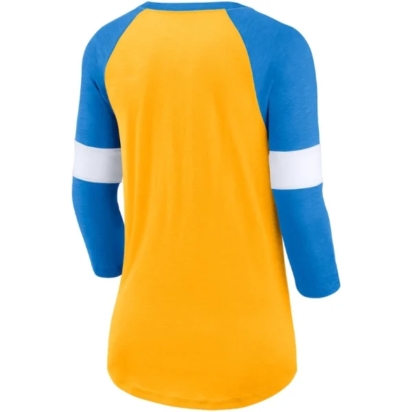 Los angeles chargers nike womens football pride raglan 34 sleeve t shirt Heather goldheather powder blue M