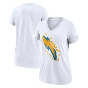 Los angeles chargers nike womens hometown collection tri blend v neck t shirt White