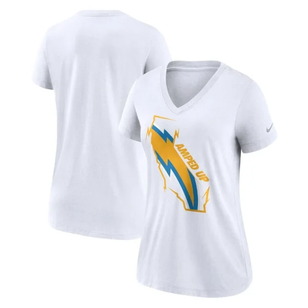 Los angeles chargers nike womens hometown collection tri blend v neck t shirt White