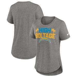Los angeles chargers nike womens local fashion tri blend t shirt Heather charcoal