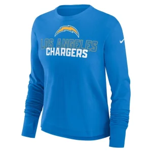 Los angeles chargers nike womens modest crop performance long sleeve t shirt Powder blue S