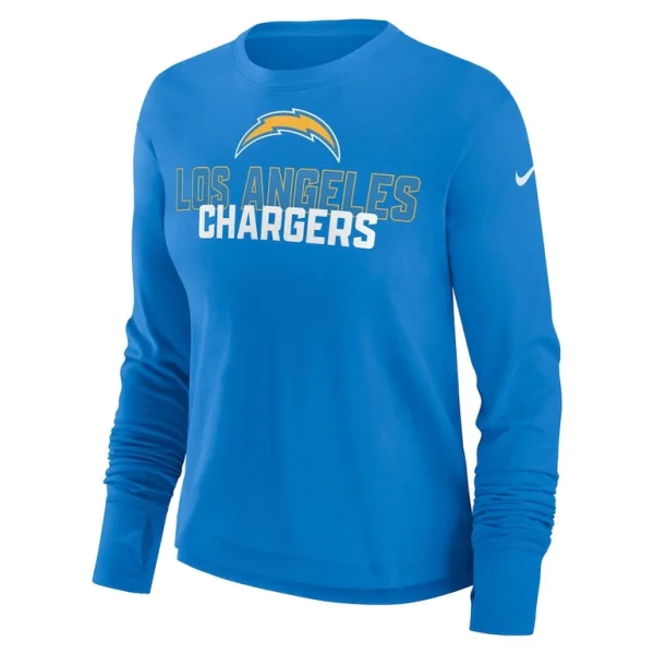 Los angeles chargers nike womens modest crop performance long sleeve t shirt Powder blue S