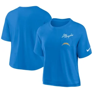 Los angeles chargers nike womens performance pocket t shirt Powder blue