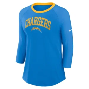 Los angeles chargers nike womens raglan 34 sleeve t shirt Powder blue S