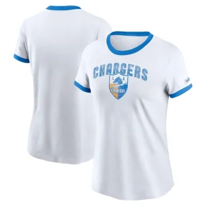 Los angeles chargers nike womens rewind ringer tri blend t shirt White