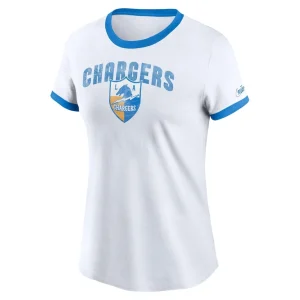 Los angeles chargers nike womens rewind ringer tri blend t shirt White S