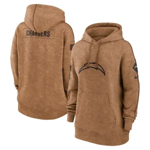 Los angeles chargers nike womens salute to service pullover hoodie Brown