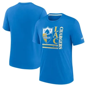 Los angeles chargers nike wordmark logo tri blend t shirt Powder blue