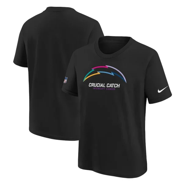 Los angeles chargers nike youth 2024 nfl crucial catch t shirt Black