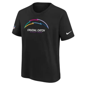 Los angeles chargers nike youth 2024 nfl crucial catch t shirt Black Yth M