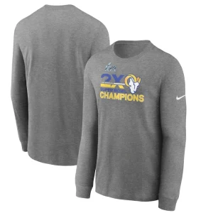 Los angeles rams nike 2 time super bowl champions long sleeve t shirt Heathered charcoal