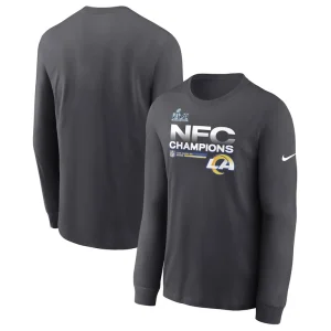 Los angeles rams nike 2021 nfc champions locker room trophy collection long sleeve t shirt anthracite Multi