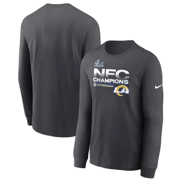 Los angeles rams nike 2021 nfc champions locker room trophy collection long sleeve t shirt anthracite Multi