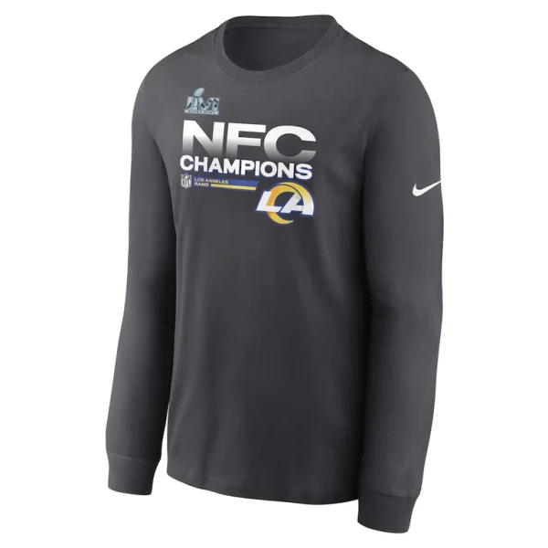 Los angeles rams nike 2021 nfc champions locker room trophy collection long sleeve t shirt anthracite Multi M