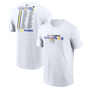Los angeles rams nike 2021 nfc champions roster t shirt White