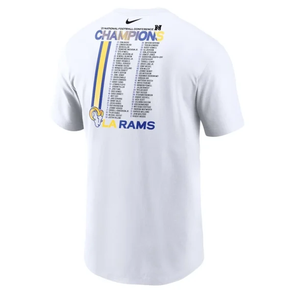 Los angeles rams nike 2021 nfc champions roster t shirt White L