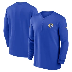 Los angeles rams nike 2023 sideline performance long sleeve tri blend quarter zip top Royal